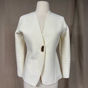 Zara Cream Blazer with Single Button Gold Closure Size Medium